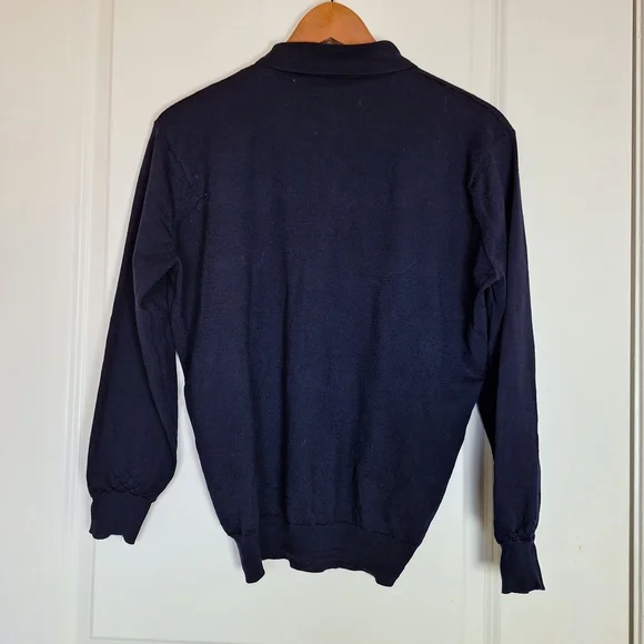 Prada Collared Sweater Navy Blue Long Sleeve Polo Designer Size M